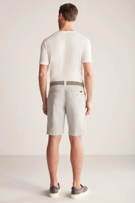 Açık Gri Pamuk Chino Bermuda Şort