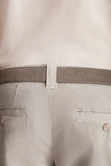 Açık Gri Pamuk Chino Bermuda Şort