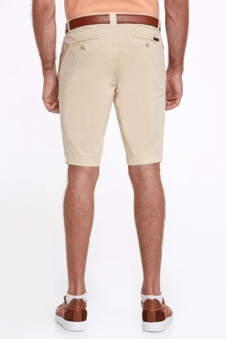 Kum Rengi Pamuk Chino Bermuda Şort
