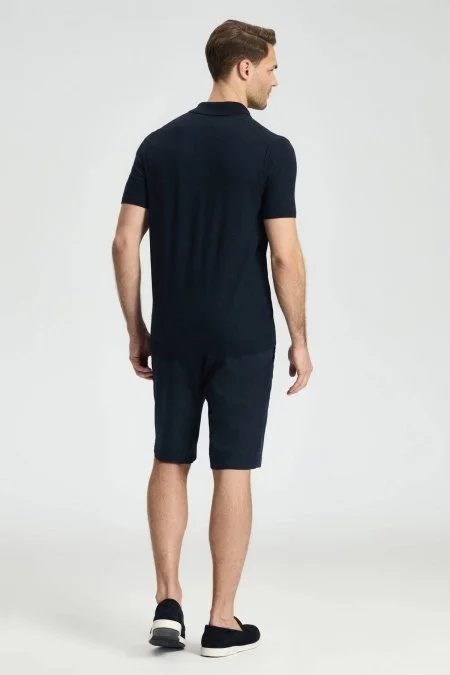 Lacivert Pamuk Chino Bermuda Şort