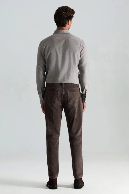 Pamuk Karışım 5 Cep Koyu Kahverengi Kadife Pantolon