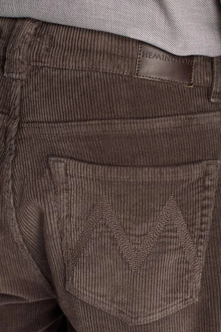 Pamuk Karışım 5 Cep Koyu Kahverengi Kadife Pantolon