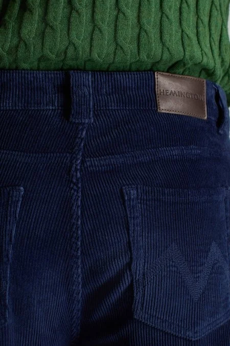 Pamuk Karışım 5 Cep Koyu Mavi Kadife Pantolon