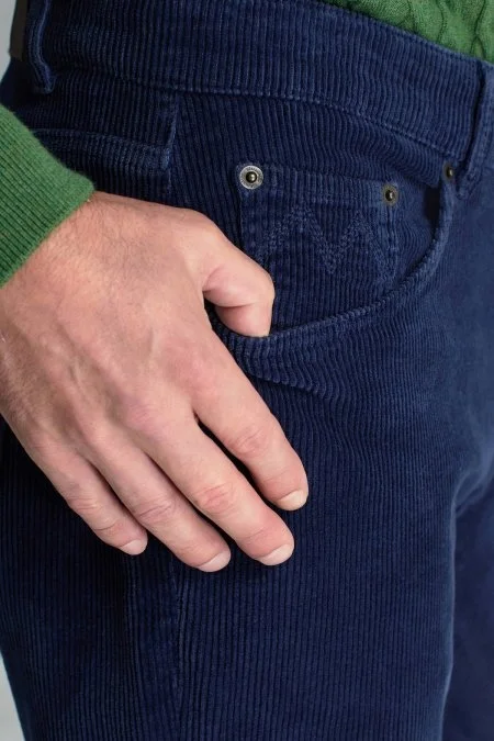 Pamuk Karışım 5 Cep Koyu Mavi Kadife Pantolon