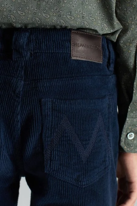 Pamuk Karışım 5 Cep Lacivert Kadife Çocuk Pantolon