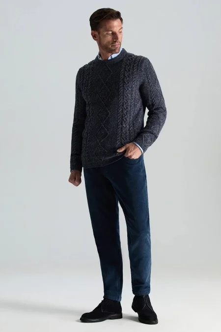 Pamuk Karışım 5 Cep Lacivert Kadife Pantolon