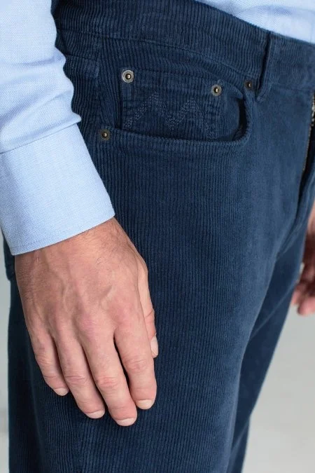 Pamuk Karışım 5 Cep Lacivert Kadife Pantolon