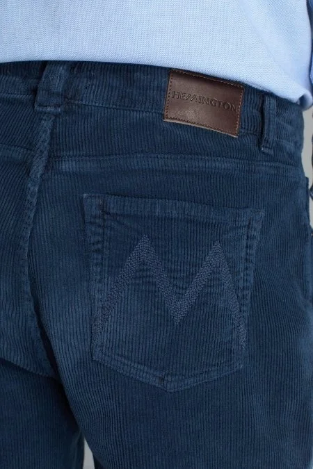 Pamuk Karışım 5 Cep Lacivert Kadife Pantolon