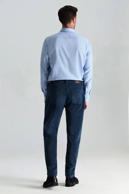 Pamuk Karışım 5 Cep Lacivert Kadife Pantolon