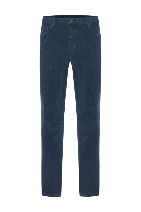 Pamuk Karışım 5 Cep Lacivert Kadife Pantolon