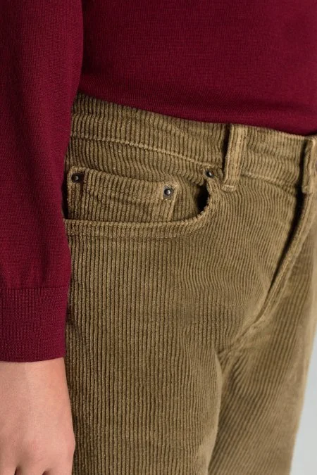 Pamuk Karışım 5 Cep Tütün Rengi Kadife Çocuk Pantolon