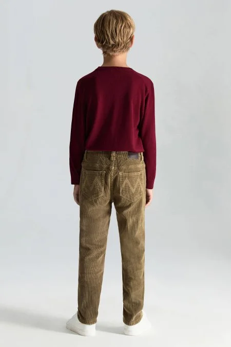 Pamuk Karışım 5 Cep Tütün Rengi Kadife Çocuk Pantolon