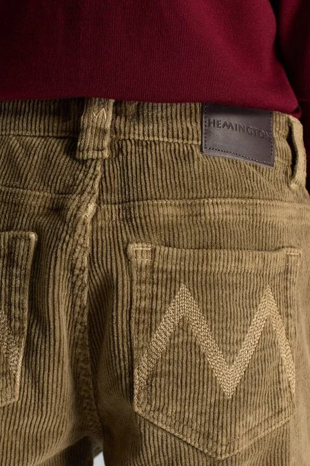 Pamuk Karışım 5 Cep Tütün Rengi Kadife Çocuk Pantolon