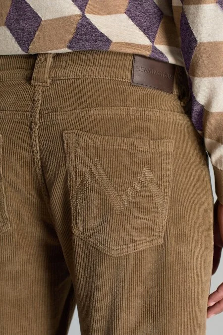 Pamuk Karışım 5 Cep Tütün Rengi Kadife Pantolon