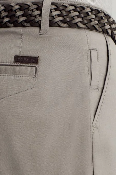 Pamuk Karışım Açık Gri Yazlık Chino Pantolon