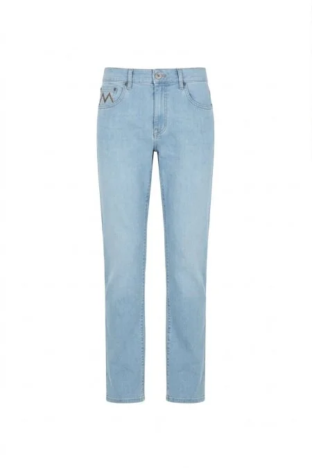 Pamuk Karışım Açık Mavi Denim Pantolon