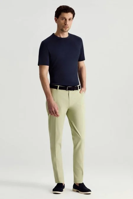 Pamuk Karışım Açık Yeşil Yazlık Chino Pantolon