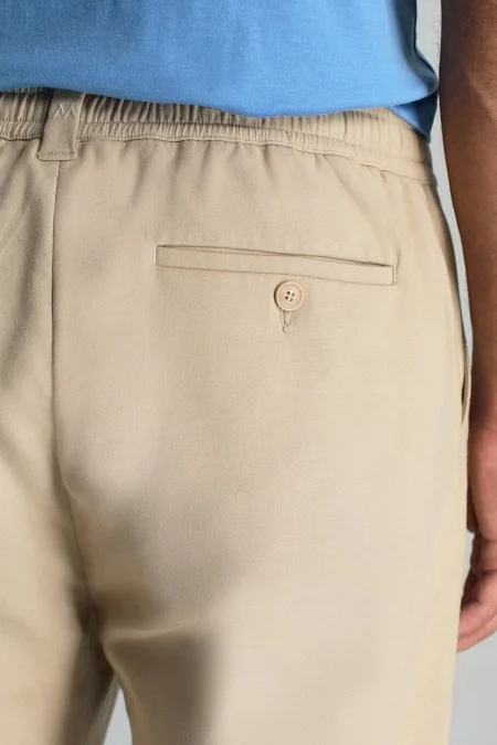Pamuk Karışım Relax Fit Jogger Bej Chino Pantolon
