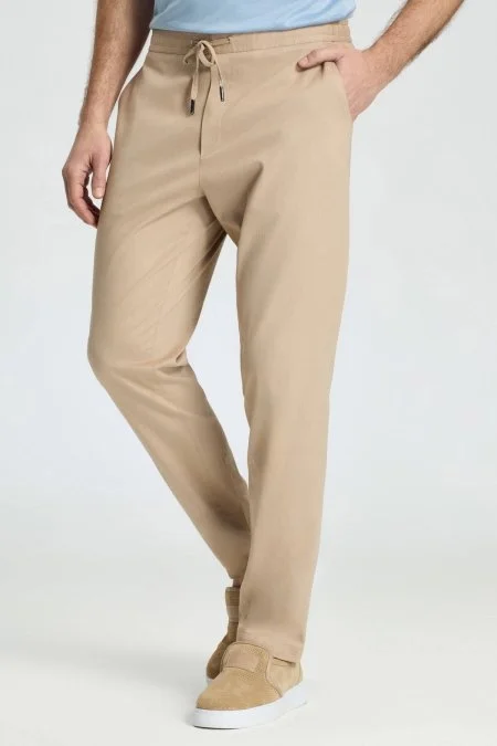 Pamuk Karışım Bej Rengi Relax Fit Jogger Pantolon Pamuk Karışım Bej Rengi Relax Fit Jogger Pantolon