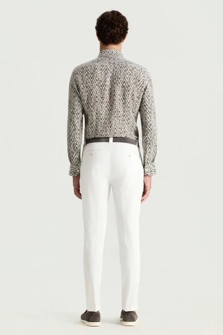 Pamuk Karışım Beyaz Yazlık Chino Pantolon