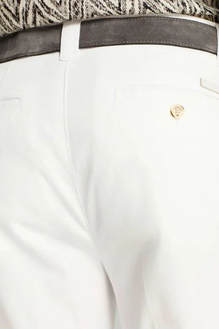 Pamuk Karışım Beyaz Yazlık Chino Pantolon