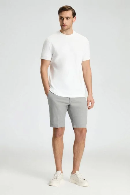 Pamuk Karışım Açık Gri Chino Şort