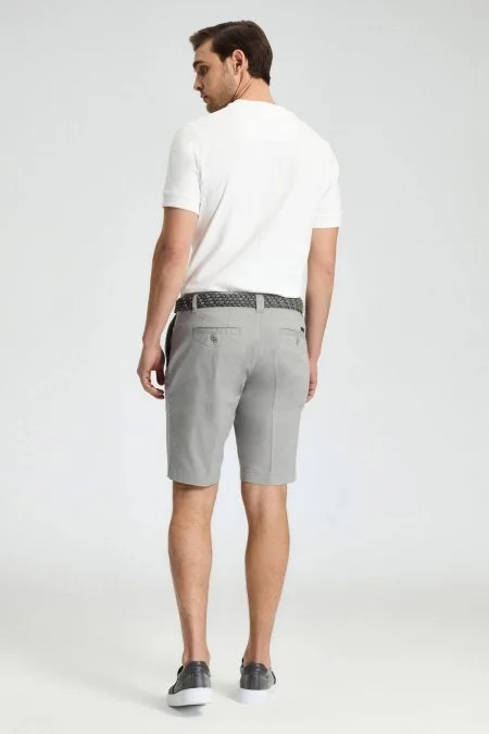 Pamuk Karışım Açık Gri Chino Şort