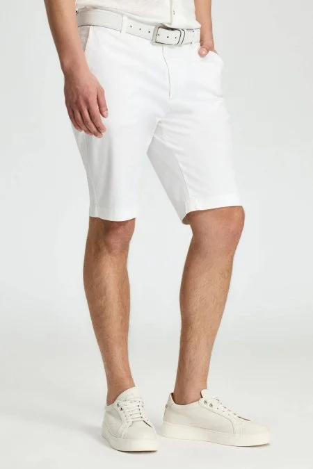 Pamuk Karışım Beyaz Chino Şort