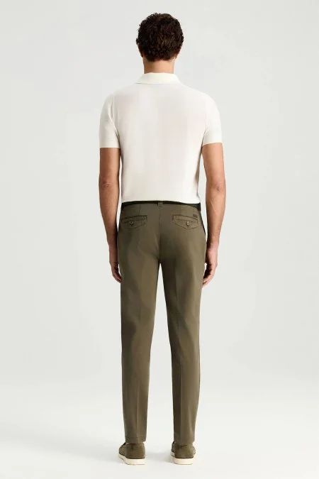 Pamuk Karışım Haki Yazlık Chino Pantolon