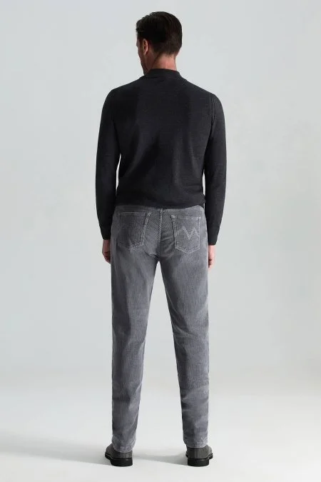 Pamuk Karışım 5 Cep Koyu Gri Kadife Pantolon