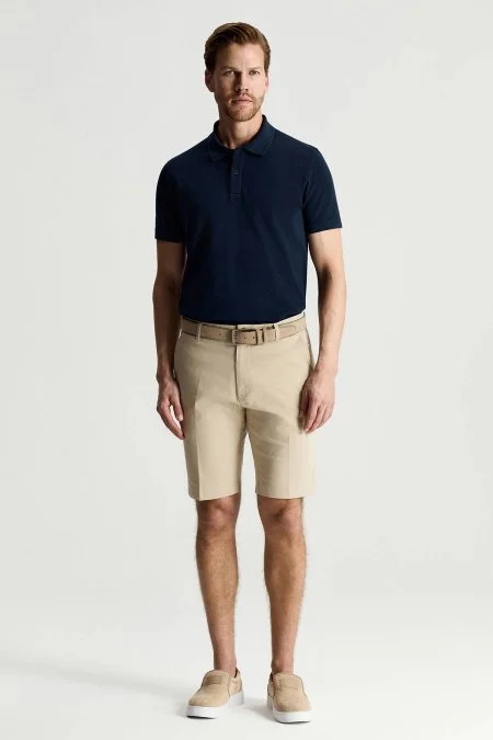 Pamuk Karışım Krem Chino Şort