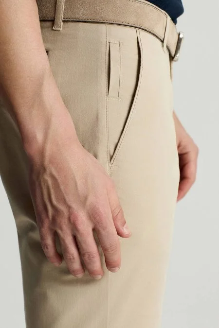 Pamuk Karışım Krem Chino Şort