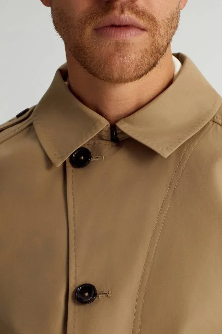 Pamuk Karışım Kum Rengi Trençkot