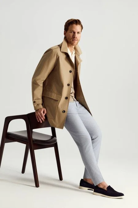 Pamuk Karışım Kum Rengi Trençkot