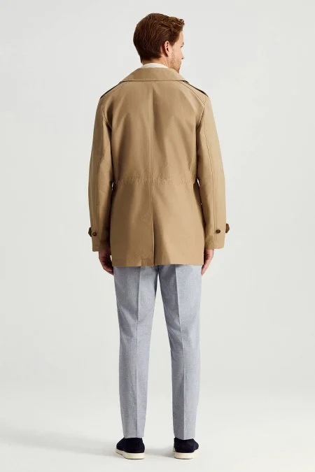 Pamuk Karışım Kum Rengi Trençkot