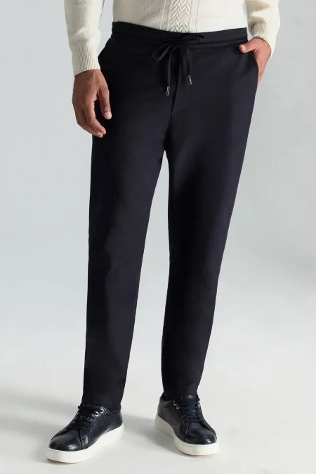 Pamuk Karışım Relax Fit Jogger Lacivert Chino Pantolon Pamuk Karışım Relax Fit Jogger Lacivert Chino Pantolon