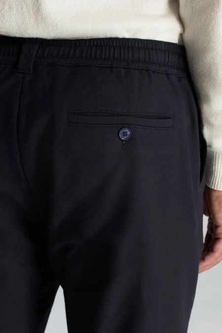 Pamuk Karışım Relax Fit Jogger Lacivert Chino Pantolon