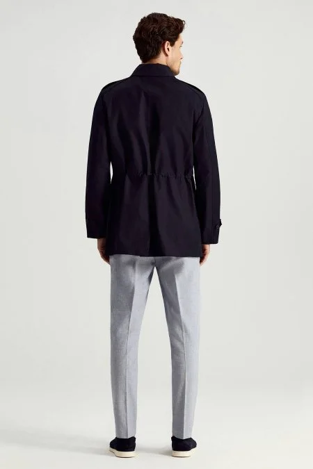 Pamuk Karışım Lacivert Trençkot