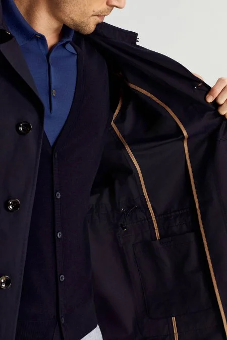 Pamuk Karışım Lacivert Trençkot