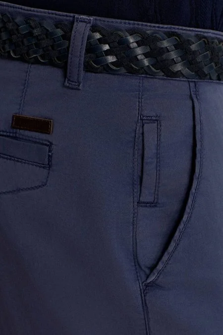 Pamuk Karışım Mavi Yazlık Chino Pantolon