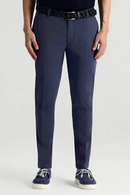 Pamuk Karışım Mavi Yazlık Chino Pantolon