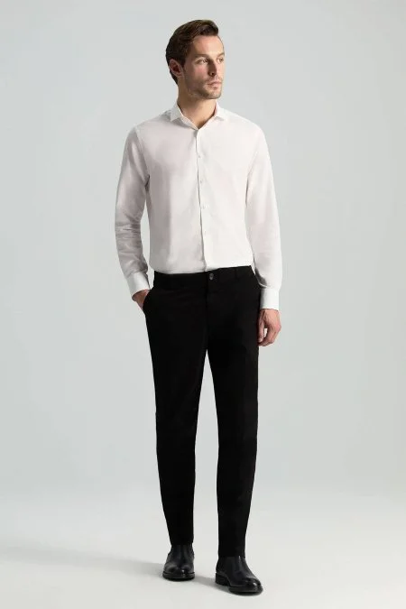 Pamuklu Siyah Regular Fit Chino Pantolon