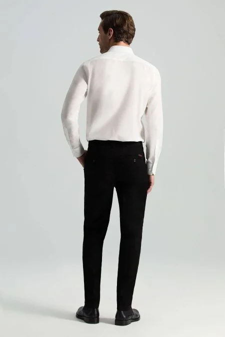 Pamuklu Siyah Regular Fit Chino Pantolon