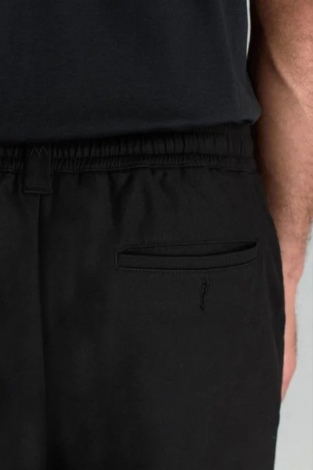 Pamuk Karışım Relax Fit Jogger Siyah Chino Pantolon