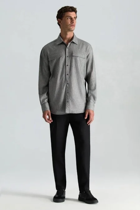 Pamuk Karışım Relax Fit Jogger Siyah Chino Pantolon