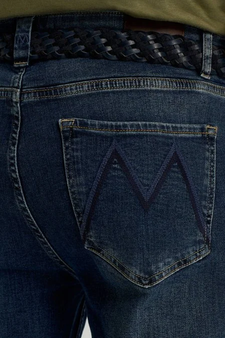 Pamuk Karışım Slim Fit Lacivert Taşlanmış Denim Pantolon