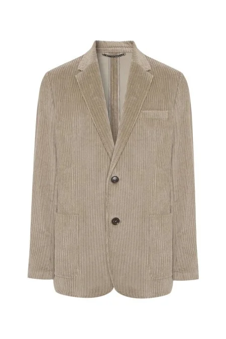 Pamuk Karışımlı Camel Kadife Blazer Ceket