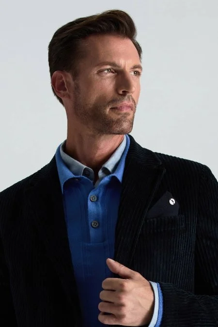 Pamuk Karışımlı Lacivert Kadife Blazer Ceket