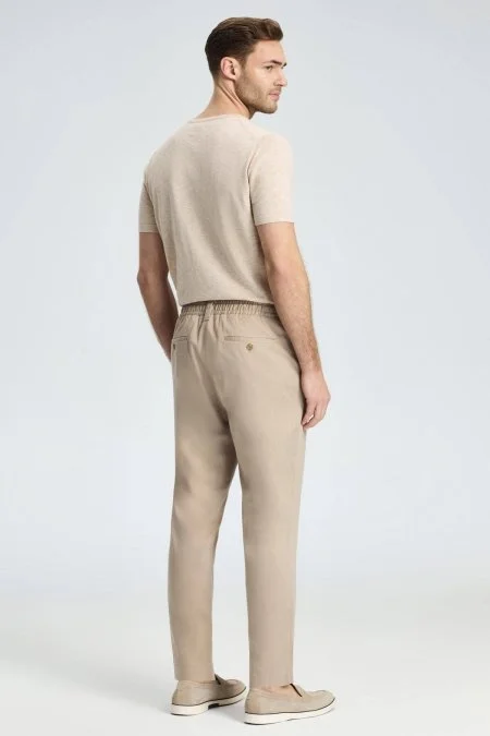 Pamuk Karışım Kum Rengi Relax Fit Jogger Pantolon
