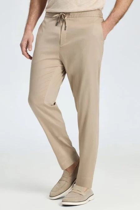 Pamuk Karışım Kum Rengi Relax Fit Jogger Pantolon